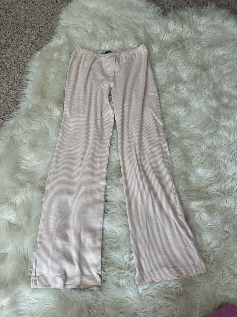 Brandy Melville Pale Pink pinstriped Ribbed Wide-Leg lounge Pants